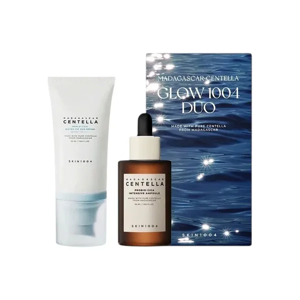 Madagascar Centella Glow 1004 Duo (probio-cica Intensive Ampoule + Hyalu-cica Water-fit Sun Serum Spf50+ Pa++++ )